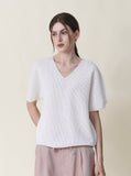 [Premium] Whole Garment Modern V-neck Short Sleeve Knit