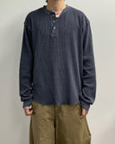 Pigment Henley Neck Waffle Long Sleeve