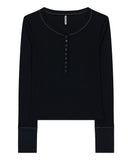 MIX POINT LONG SLEEVE BUTTON T-SHIRT