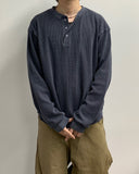 Pigment Henley Neck Waffle Long Sleeve