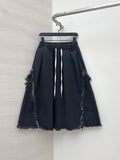 Western Tassel Line Bermuda Denim