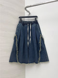 Western Tassel Line Bermuda Denim