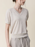 [Premium] Whole Garment Marsil Linen V Short Sleeve Knit