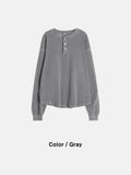 Pigment Henley Neck Waffle Long Sleeve