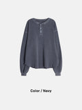 Pigment Henley Neck Waffle Long Sleeve