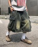 Sand Washed Bermuda Cargo Denim