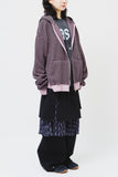 Poen Striped Pigment Zip Hoodie