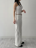 Center Crease Semi Bootcut Denim Pants
