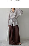 Wrinkle See-Through String Loose Fit Shirt