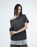 HOTFIX ONE-SHOULDER UNBALANCE T-SHIRT