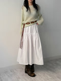 Ribbon shirring flare long skirt