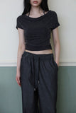 Off-Layer Shirring Halter Top