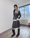 SNAP WRAP CHECK PLEATS SKIRT