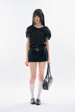Peahen shirring balloon blouse