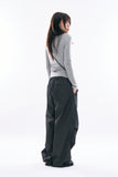 Pinstripe wide banding pants