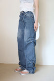 Side pin tuck rivet denim