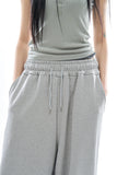 Long waist rib loose sweatpants