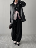 Scarlett No Collar Overfit Leather Jacket