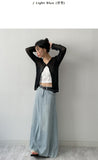 547 Vintage Flare Long Denim Skirt