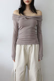Leaf Twist Off-Shoulder Tee