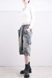 (Unisex) Mare Half Damage Denim Pants