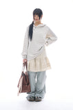 Asymmetric button raglan hoodie