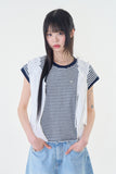 Marine terry stripe tee