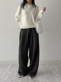 Ribbed Henry Neck Overfit Knit