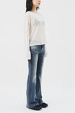(W) Greyish Low Bootscut Denim