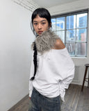 ONE-SHOULDER LONG SLEEVE T-SHIRT