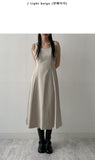 Bell sleeveless flare long one-piece