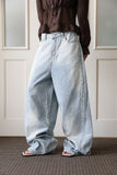 Loose fit studs fringe denim