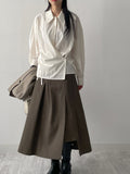Crinkle Big Collar Wrap Blouse