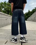 Embroidered Lettering Bermuda Pants