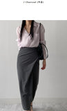 Striped Twist Wrap Long Skirt
