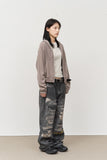 (W) Moon Pigment Waffled Zip Hoodie
