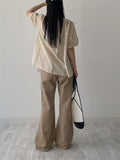 Tassel See-Through Long Short Sleeve Blouse