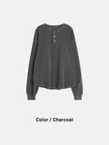 Pigment Henley Neck Waffle Long Sleeve