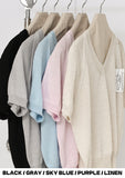 [Premium] Whole Garment Marsil Linen V Short Sleeve Knit