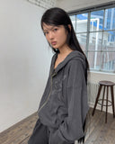WAFFLE PIGMENT LOOSE HOOD ZIP-UP