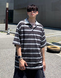 Boxy Stripe Collar Short Sleeve Tee