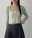 Oboe V-neck See-through Crop Cardigan