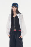 Solvi shirring zip-up blouse