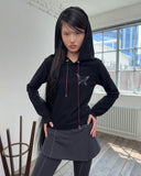 GRAPHIC LEATHER STRING TERRY HOODIE