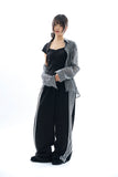 Vina sheer check wrinkle shirt