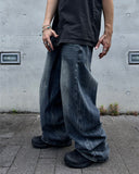 Crack Washed Tin Blue Denim