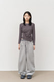 (W) Texture Shirring Top