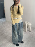 [unisex] Pocket banding balloon wide denim