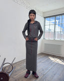 LEATHER STRING TERRY LONG SKIRT