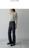 [Skirt SET] Grid pin tuck boot cut slacks